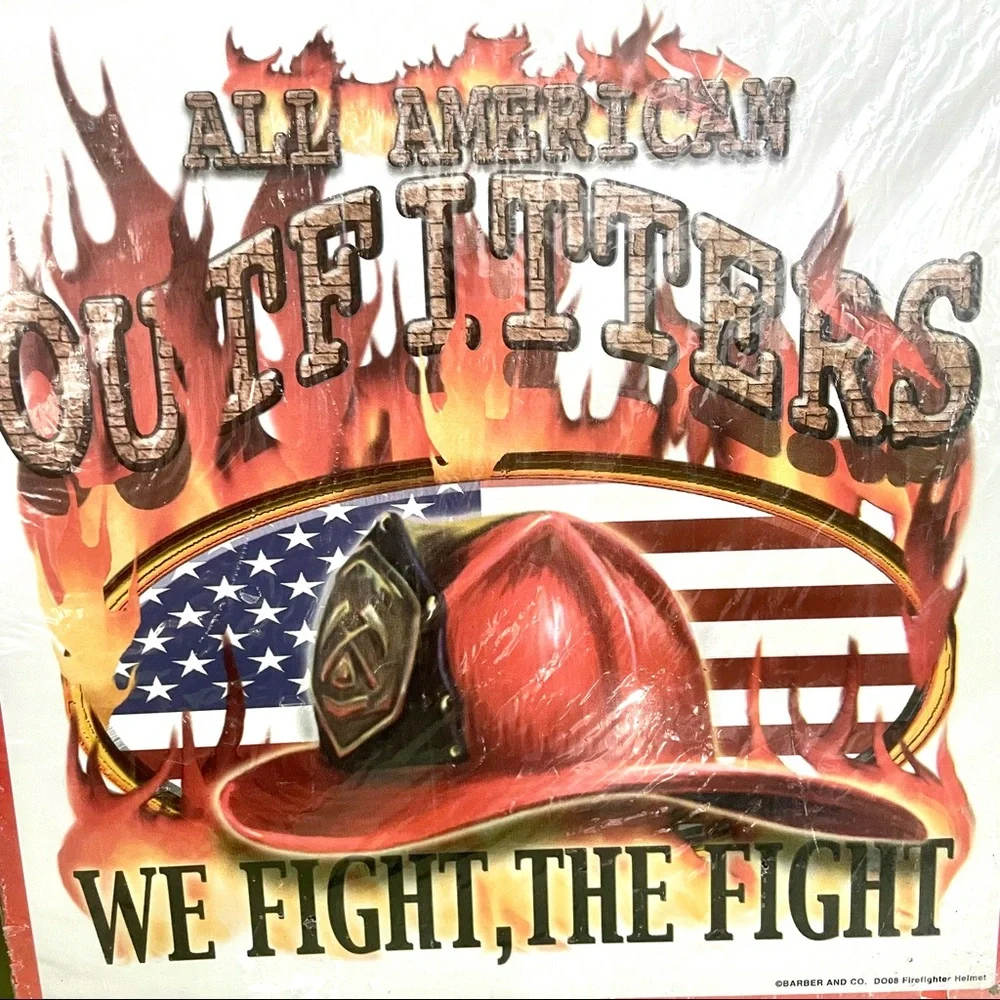 NEW Fire Firefighters All American Outfitters Metal Sign